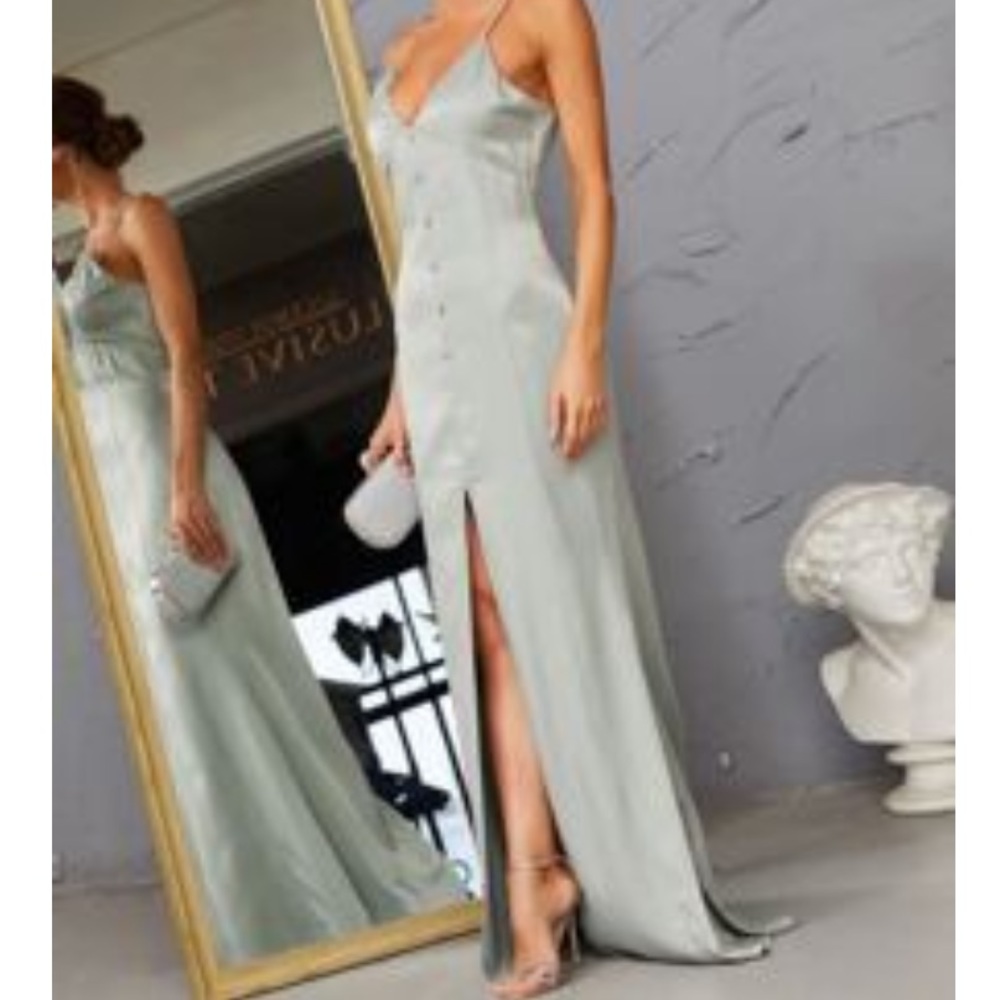 Shein mint green split thigh maxi dress